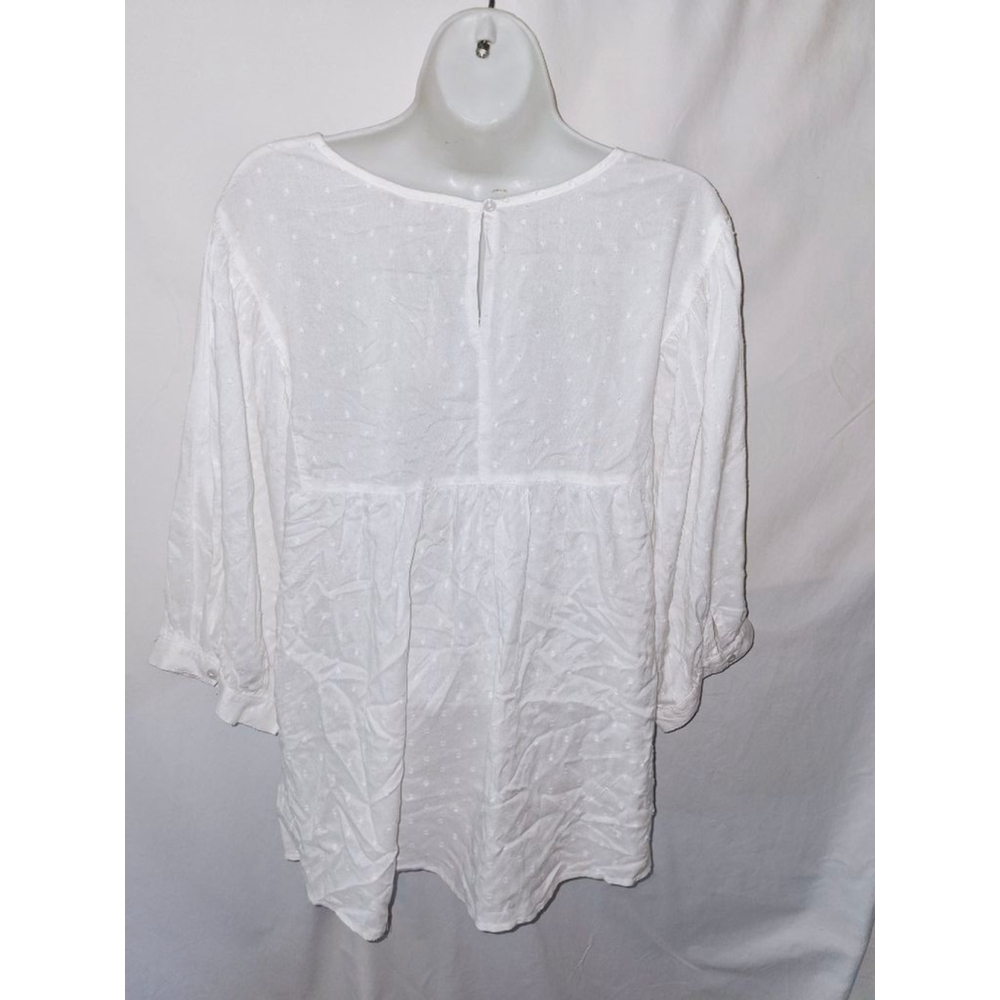 Cato White Embroidered XL womens peasant bohemian Renaissance swiss dot blouse - Picture 3 of 5